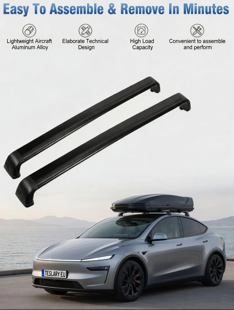 Barres de toit transversales haut de gamme pour Tesla Model 3, Y, Genévrier et Highland