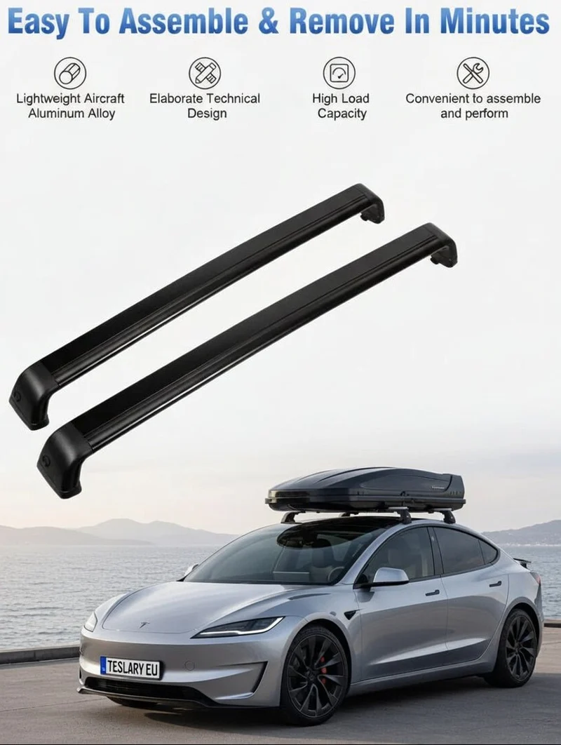 Barres de toit transversales haut de gamme pour Tesla Model 3, Y, Genévrier et Highland