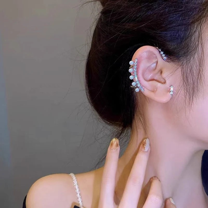Boucles d'Oreilles Clip Non Perforantes Perles Blanches