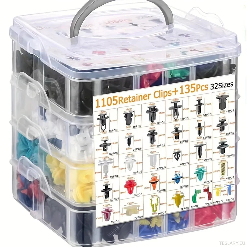 1105 clips de carrosserie assortis, clips de fixation en plastique à 4 couches, clips idéaux pour votre Tesla Model 3 YSX