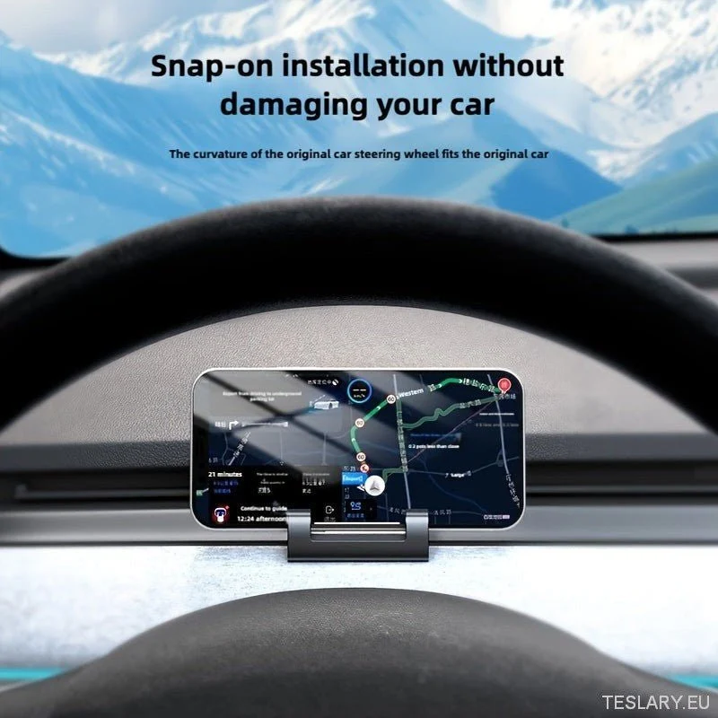 Support de téléphone pour Tesla Model 3 / Y - Support de tableau de bord et de grille d'aération à clipser, en silicone réglable
