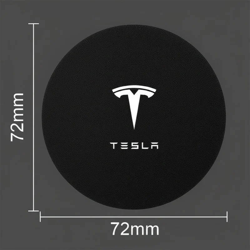 Tesla Model 3 inserts de porte-gobelets de console centrale en cuir noir YSX avec logo