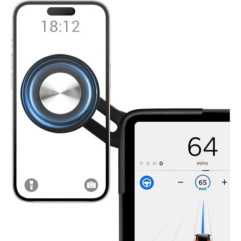 Support magnétique pour téléphone, support réglable à 360° pour Tesla Model Y Genévrier / Model Y, Tesla Model 3 Highland / Model 3 accessoires intérieurs compatibles avec les téléphones Android et Apple, avec anneau magnétique inclus.