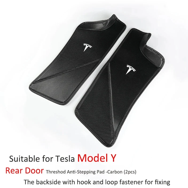Tesla Model 3 / Y Protections de seuil de porte arrière en cuir avec logo