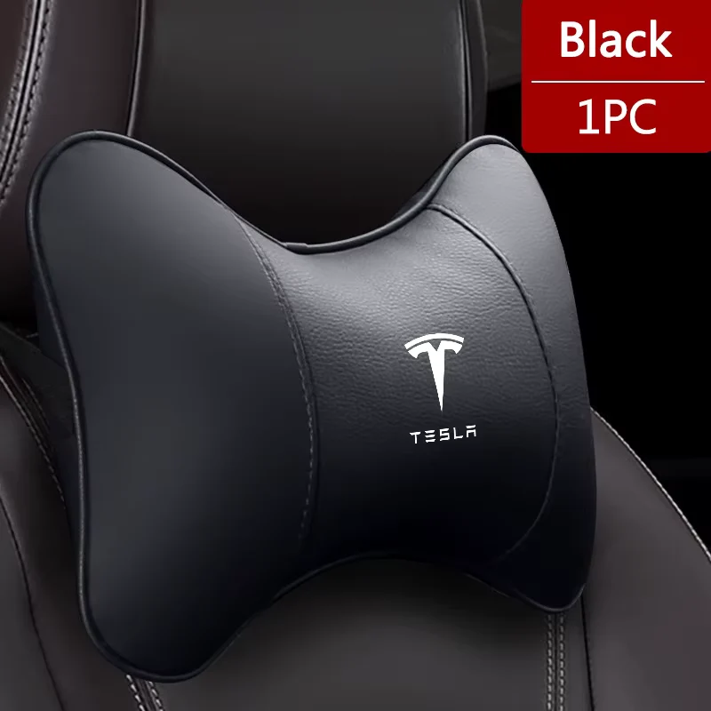 Oreillers de protection pour la tête et la nuque en cuir PU de qualité supérieure pour Tesla Model 3 YSX avec logo