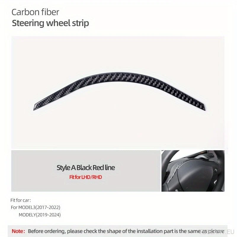 Tesla Model 3 et pour Model Garniture de volant en fibre de carbone Y - Accessoire de tuning intérieur élégant, Accessoires de direction |