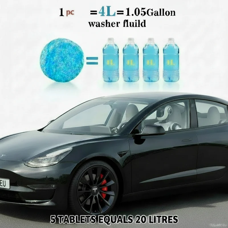 Concentré lave-glace (5 comprimés inclus) - Nettoyant multifonctionnel sans parfum, sans résidus et sans émanations pour surfaces vitrées, 1 comprimé pour 4 litres, solution de nettoyage de pare-brise sûre et efficace, entretien automobile | Nettoyant concentré