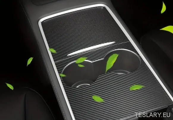 Revêtements de console centrale en TPU noir et blanc, imitation carbone et bois, pour Tesla Model 3 / Oui