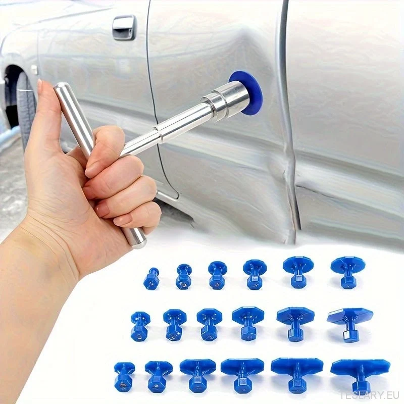 Outil de réparation de bosses de voiture Outil portatif en forme de T avec 18 entretoises Kit d'outils de réparation de bosses sans peinture Utilisé pour la carrosserie Légère bosse Petite bosse de grêle