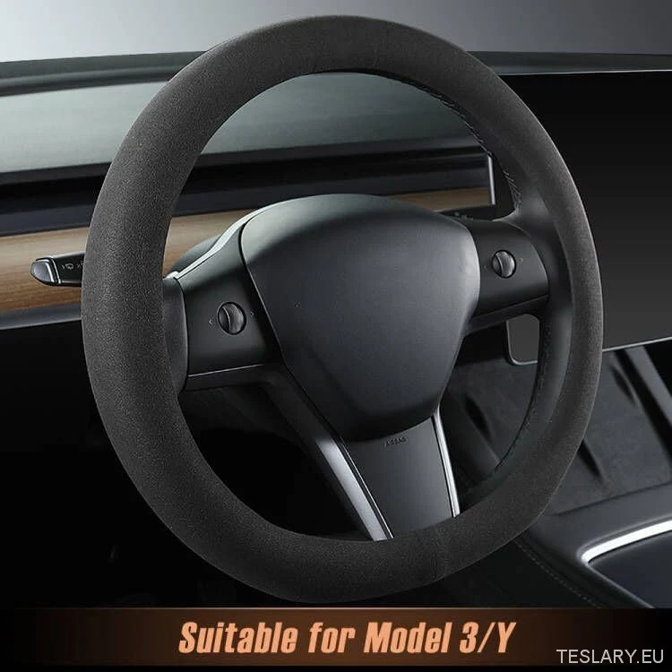 Housse de volant antidérapante et arrondie, respirante et absorbante, en cuir PU, compatible avec Tesla. Model 3 ans et Y