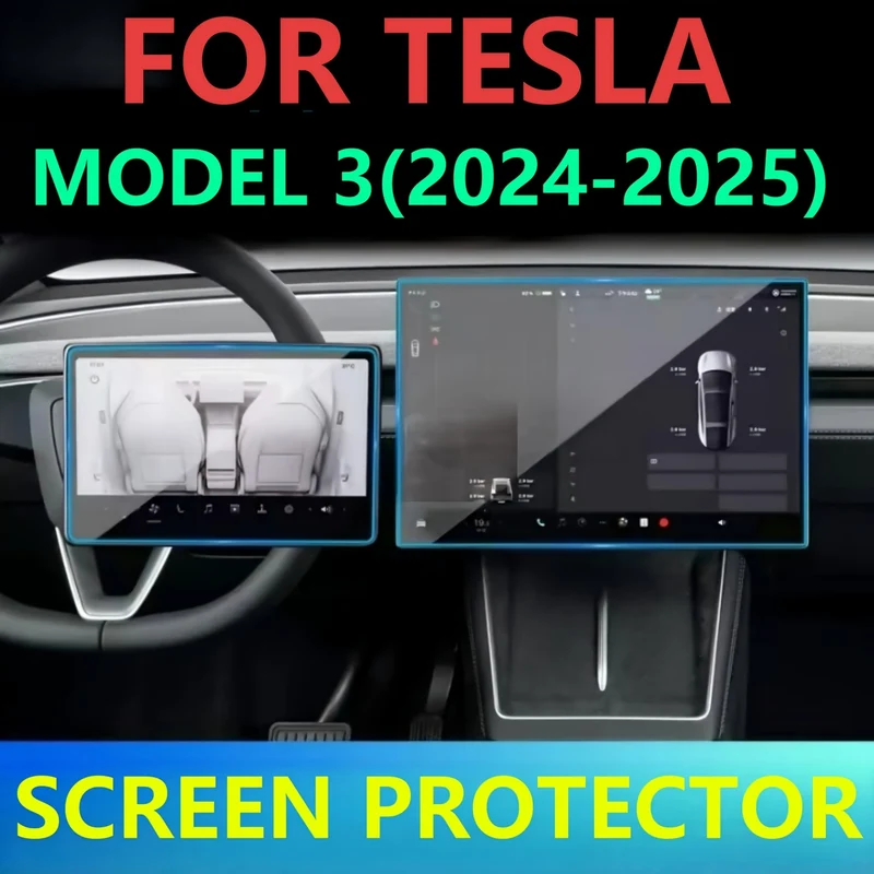 Protections d'écran avant et arrière pour Tesla Model Y Genévrier et Model 3 Highland | Élastomère thermoplastique brillant, dureté 5H
