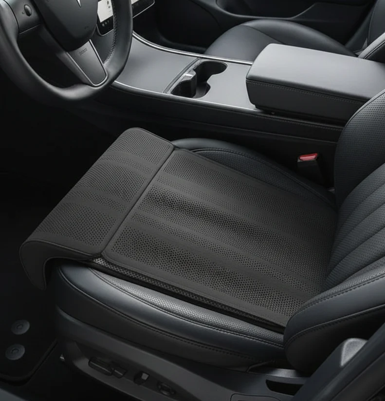 Coussin de siège auto allongé - Coussin de soutien pour les jambes pour les longs trajets, compatible avec Tesla Model 3, Y, S