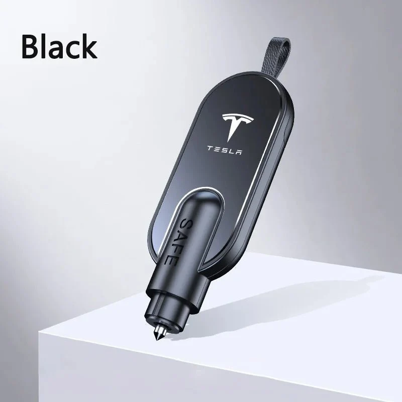 Marteau de sécurité d'urgence pour briser les vitres de voiture et couper les ceintures de sécurité avec logo Tesla