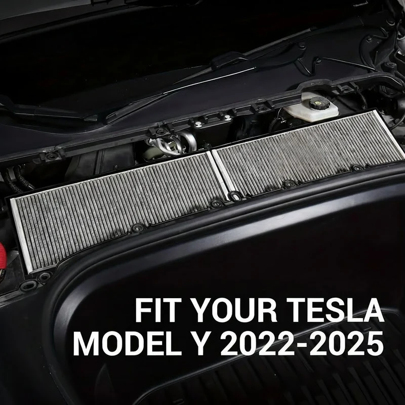 Filtres HEPA et à charbon de remplacement de qualité supérieure pour Tesla Model Y 1658376-00-A , 1658375-00-B , 1896189-00-A - Filtre pour purificateur d'air de voiture - Efficacité de 99 %, 0.3 micron, capture la poussière, les allergènes et les odeurs